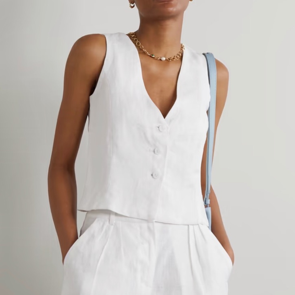 Faithful The Brand White Linen Vest